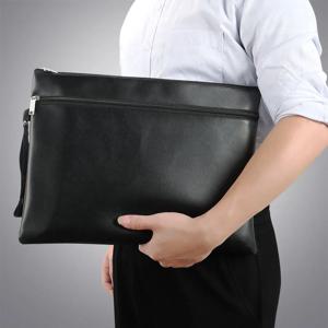 프리미엄 PU 가죽 문서 가방 A4 A5 문서 보관을위한 지퍼 파일 가방 방수 휴대용 남성용 비즈니스 토트 백