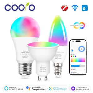 스마트 WiFi Zigbee LED 전구 디밍 가능 E27 E14 GU10 RGBCW 2700-6500K Ewelink APP 용 LED 촛불 램프 Alexa Google Home Yandex