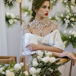 여아용 크리스탈 비즈 웨딩 랩 쥬얼리 목걸이, 이브닝 원피스 숄, 신부 어깨 체인, VG09 액세서리