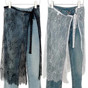 빈티지 플라워 패턴 속눈썹 레이스 롱 스커트 여성용 엉덩이 스카프 미적 넥타이 앞치마 커버 오버 스커트 F3MD