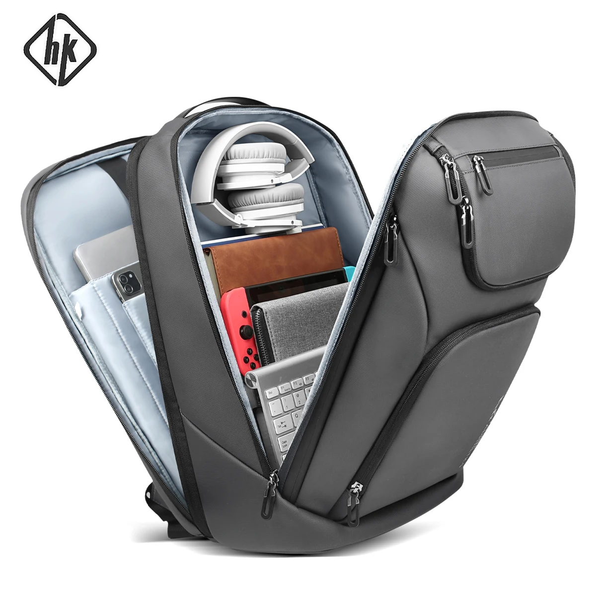남성용 HK 여행 비즈니스 배낭, 대용량 17 인치 노트북 배낭, 다기능 도난 방지 배낭, 주말 데이팩