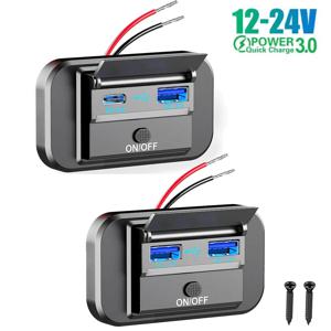 12/24V QC3.0 PD 차량용 충전기 소켓 트럭 캠핑카 캐러밴 액세서리 용 ON/OFF 콘센트 패널 어댑터가있는 빠른 충전 듀얼 USB