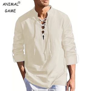 남성 르네상스 셔츠 해적 중세 바이킹 탑 긴팔 할로윈 의상 통기성 티셔츠 데일리 파티 streetwear