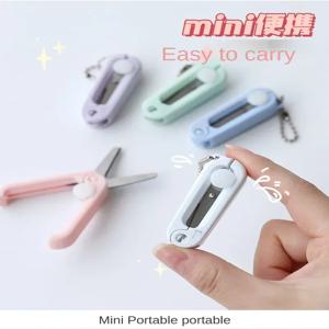 1개 미니 휴대용 접이식 가위 모란디 심플 종이 자르기 예술 도구 문구용 가위 사무실 학교 용품