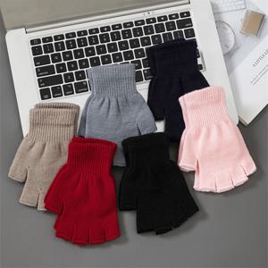 여성 및 남성용 블랙 짧은 반 손가락 손가락 없는 니트 손목 장갑, 따뜻한 스트레치 작업 장갑, 사이클링 액세서리, 겨울, 1 쌍