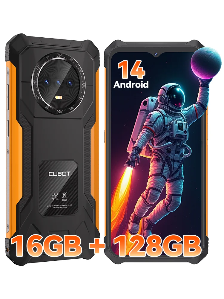 Cubot KingKong ES 초박형 견고한 안드로이드 스마트폰, 16GB RAM(6GB + 10GB), 128GB ROM, 6.56 인치 90Hz 화면, 48MP 카메라, 4G 휴대폰