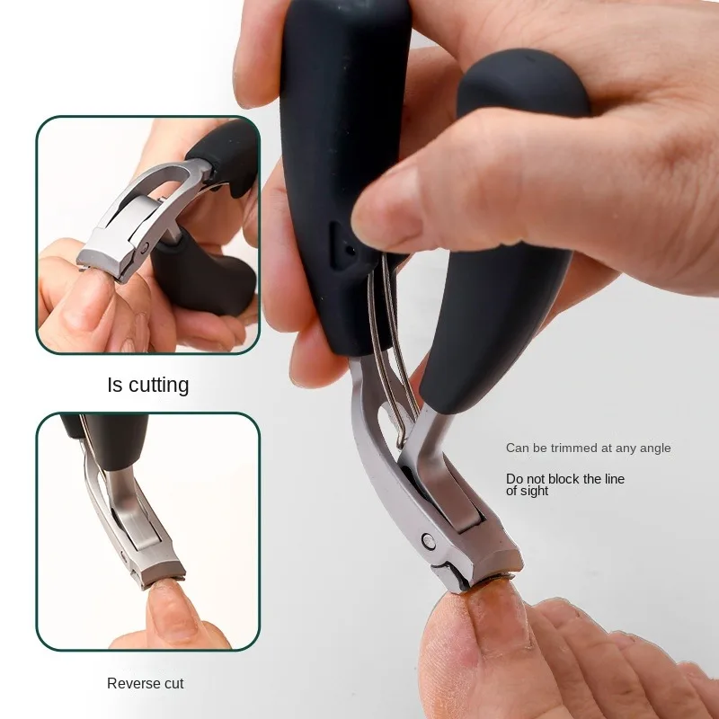 큰 개구부가 있는 곡선형 손톱깎이, 3중 방수 기능, 노인용 두꺼운 발톱용 손톱깎이, 헤비 듀티