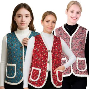 양털 융털 조끼 촌캉스 꽃무늬 할머니조끼 누빔 겨울조끼 털 베스트