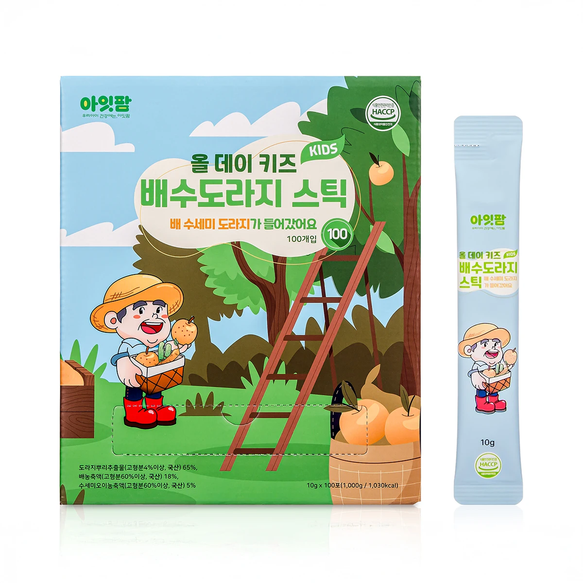 아잇팜 올데이 키즈 배수도라지 스틱 배도라지 수세미즙 100포