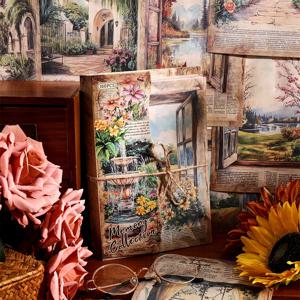 160 매 빈티지 스크랩북 종이 자연 풍경 디자인 끈적이지 않는 두꺼운 종이 160 패턴 저널링 공예에 적합