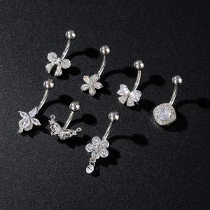 스테인레스 스틸 나비 꽃 배꼽 반지 여자를위한 배꼽 피어싱 반지 여자 섹시한 배꼽 피어싱 반지 바디 쥬얼리