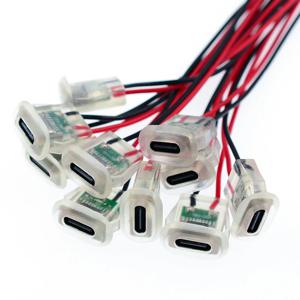 2핀 USB 유형 C 5A 입력 유형 충전 소켓(LED 조명 포함) 플레이트 방수 USB-C 전원 포트 TYPE-C 암 커넥터 잭