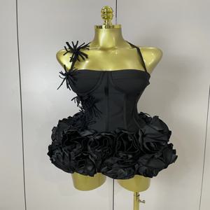 여성 섹시한 홀터넥 댄스 파티 드레스 연예인 클럽 두 조각 세트 칵테일 우아한 패션 럭셔리 생일 파티 레드 블랙 붕대 복장