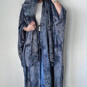 중동풍 타이다이 루즈핏 아바야 긴팔 오픈 프론트 아바야 터키 카프탄 아라비안 맥시 드레스 여성 질밥 (히잡 제외)