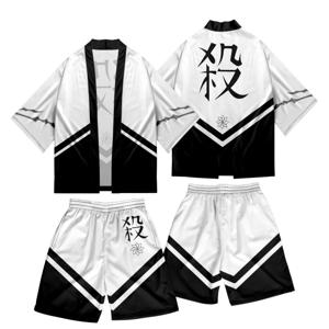 투피스 슈트 Shinazugawa Sanemi 스타일 3D 인쇄 일본 카디건 최신 하오리 유카타 패션 기모노 반바지 세트