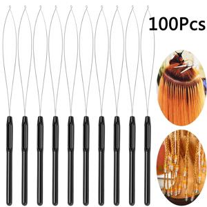 100개 헤어 익스텐션 도구 및 비즈 장치 도구 (헤어 또는 깃털 익스텐션 용품), DIY 가발 훅 도구 루프 도구