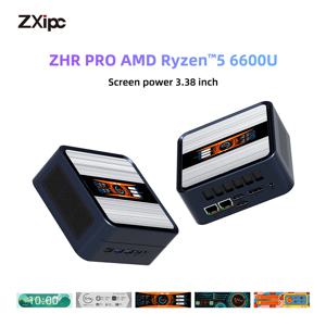 ZXIPC 컴퓨터 미니 PC AMD AMD Ryzen 5 6600U LPDDR5 PCIe 4.0 SSD 미니 LCD 3.38인치 화면 데스크탑 윈도우 11 WiFi 6 BT5.2 타입-C