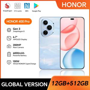 2025 새로운 HONOR 400 Pro 글로벌 버전 5G 스마트폰 200MP 카메라 스냅드래곤 8 Gen 3 6.7인치 AMOLED 스크린 100W 유선 50W 무선