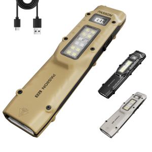 EDC 전술 충전식 손전등, 디지털 디스플레이가 있는 듀얼 스위치 LED 손전등, 8가지 모드, 캠핑 및 비상 사용