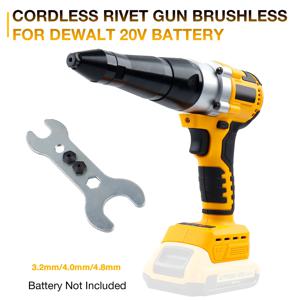 고성능 무선 전기 리벳 건, 브러시리스, 3.2mm/4.0mm/4.8mm, 가정용 리벳팅 공구, 자동 리벳 너트 삽입 공구, Dewalt 20V 배터리용(배터리 없음)