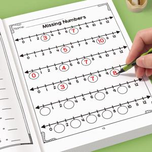 재미있는 교육 활동 도서 수학 학습서 숫자 라인이 있는 덧셈 뺄셈 연습 도서 계산 및 색칠 활동