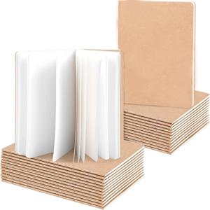 16/24PCS 크래프트 노트북, 3.5x5in 포켓 노트북 빈 종이 작은 포켓 저널 메모장 학교 사무실 홈 여행 선물