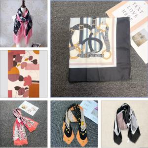 해외 무역 오리지널 스페인산 새 프린트 실크 스카프 디자이너 스타일 비치 패션 여성 스카프 숄