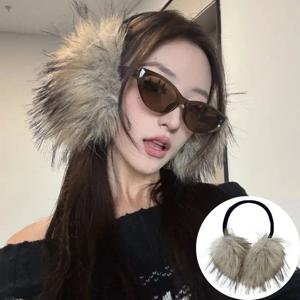 Y2K 스타일 한국산 플러시 퍼리 귀마개 여성용 두꺼운 귀덮개 귀 보호 귀마개 방한 방풍 자전거 겨울용 귀덮개