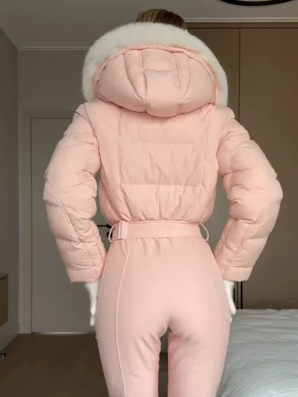 여성용 스키웨어 점프수트 방수 스키복 후드 아우터 두꺼운 슈트 슬림 긴팔 겨울 야외 여성용 스노우웨어