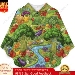 아늑한 플란넬 담요 스웨터, 야채가 있는 정원의 흐르는 물 아이들과 청소년을 위한 주머니가 있는 오버사이즈 후드티