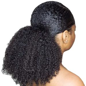 아프로 곱슬머리 인모 포니테일 클립인 익스텐션 100% 브라질리언 헤어 드로스트링 클립인 포니테일 헤어 익스텐션 내추럴