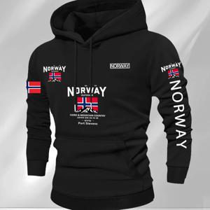 노르웨이어 프린트 패션 남성 여성 후드 티셔츠 가을 겨울 일상 야외 휴가 피트니스 캐주얼 루즈 따뜻한 스포츠웨어
