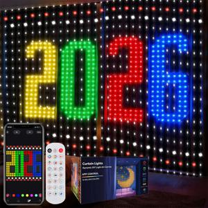 2026년 신형 스마트 커튼 조명, DIY 패턴, 400LED 창문 요정 조명, 크리스마스 선물 및 홈 데코용 야외 스트링 조명
