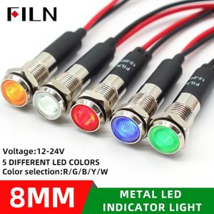 8mm 3v 6v 12v 24v 110v 220v 금속 LED 파일럿 패널 대시 신호 표시기 경고등 20cm 케이블 크롬 마감 자동차 보트 해양