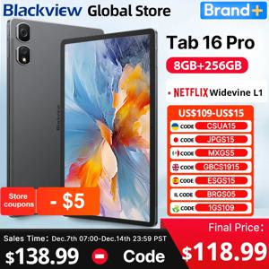 Blackview Tab 16 Pro 태블릿 11'' FHD+ 디스플레이 Widevine L1 8GB 256GB Unisoc T616 안드로이드 14 7700mAh 4G 태블릿 패드 PC