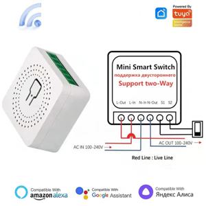 Tuya Mini 16A WiFi 스위치 스마트 라이프 App 2 웨이 제어 스마트 홈 자동화 모듈 Alexa Google 홈용 인터럽터 작업