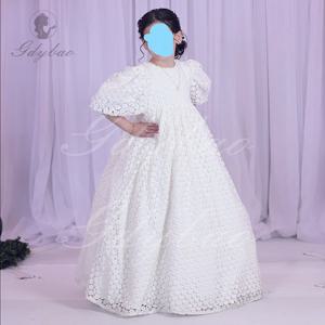 푹신한 소녀 드레스, 꽃 소녀 원피스 블루 웨딩 파티 드레스, 레이스 귀여운 아기 소녀 원피스 공주 원피스, 어린 신부