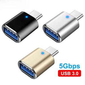 LED USB 3.0-유형 C 어댑터 OTG-USB C USB-A-삼성 Xiaomi POCO 어댑터 용 마이크로 USB 유형-C 암 커넥터