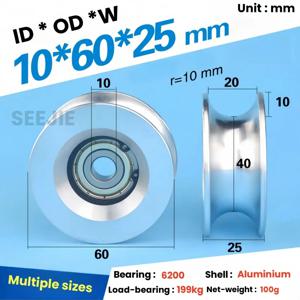 1Pc 10-12-15x60x25mm 아이티 사출 성형 기계 안전 도어 U-그루브 롤러 금속 알루미늄 r10 베어링 풀리
