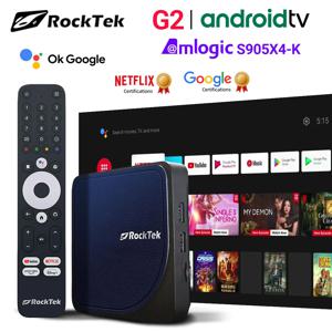 RockTek G2 4K 안드로이드TV 14 스트림 박스 넷플릭스 구글 인증 Amlogic S905X4-K 4G 32G 64G DTS 돌비 오디오 돌비 비전 지원
