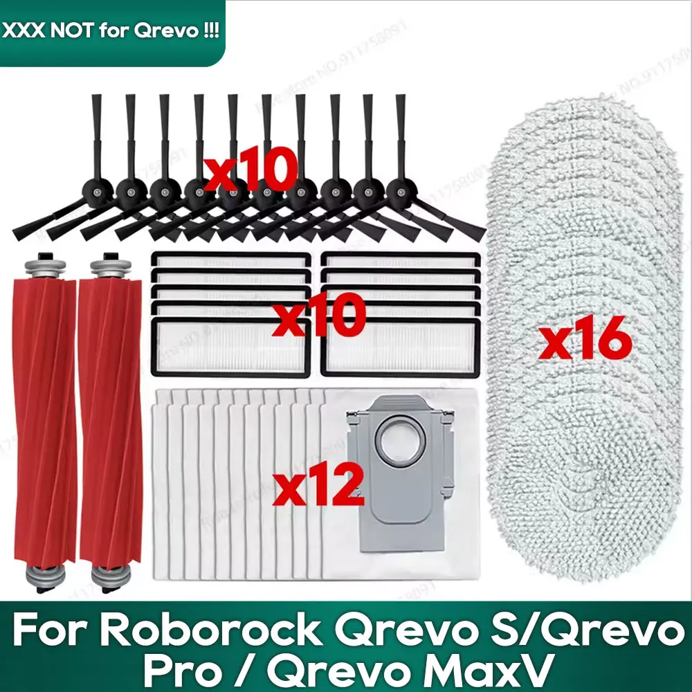 Roborock Qrevo Pro, Qrevo MaxV, Qrevo S, Qrevo Plus 액세서리에 적합 Mop Hepa 필터 메인 사이드 브러시 교체 부품