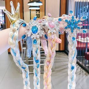 여자 엘사 코스프레 머리띠 직조 끈 엉킨 눈송이 크라운 머리띠 헤어 액세서리 소녀 공주 활 머리 장식