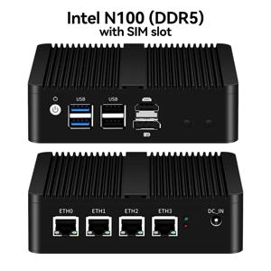 팬리스 미니 PC Intel N100 J1900 N2840 N5105 J4125 4x 2.5G 이더넷 지원 Windows Linux Pfsense OPNsense OpenWrt 가상화