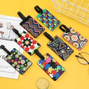 1PCS 기하학 부드러운 실리콘 수하물 태그 가방 ID 주소 이름 홀더 수하물 태그 라벨 여행 액세서리 수하물 태그