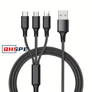 3 IN 1 USB 케이블 마이크로 USB 유형 C 충전기 케이블 iPhone 11 12 13 Pro Max Xiaomi Samsung 용 멀티 USB 포트 고속 충전 코드
