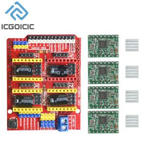 CNC 쉴드 V3 타각기 3D 프린터, DRV8825 스텝퍼 모터 드라이버, 아두이노용, 4 개 A4988, 4 개