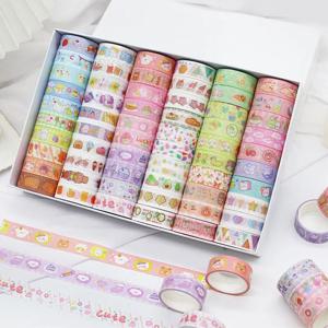 60 PCS Kawaii Washi 테이프 세트 귀여운 한국어 편지지 마스킹 테이프 저널링 접착 장식 테이프 학교 용품