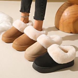 새로운 겨울용 풀힐 커버리지 슬리퍼, 커플 스타일 실내외 겸용 따뜻한 면화 신발, 여성용 슬립온 편안한 샌들