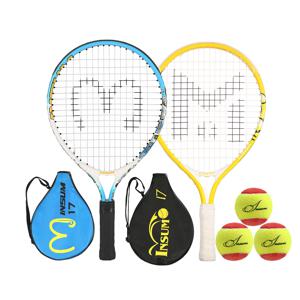 어린이 테니스 라켓, 17 인치 알루미늄 테니스 라켓, 테니스 공 3 개, 어린이용 운반 가방 2 개, 유아 야외 및 실내 스포츠 놀이 라켓