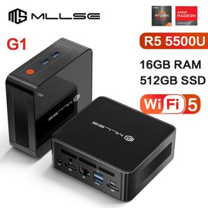 MLLSE G1 미니 PC, AMD Ryzen5 5500U, DDR4 16GB RAM, 512GB ROM, WiFi-5 BT4.2, 윈도우 11 프로 데스크탑 컴퓨터, 미니 PC 작업